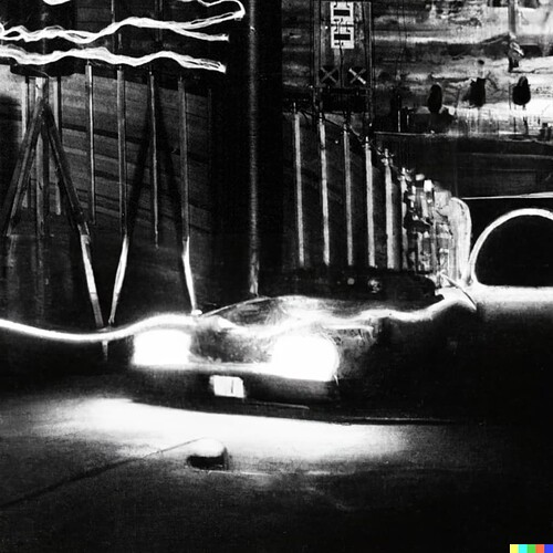 DALL·E 2023-01-21 10.19.25 - retro future car driving through tunnel electricity wow